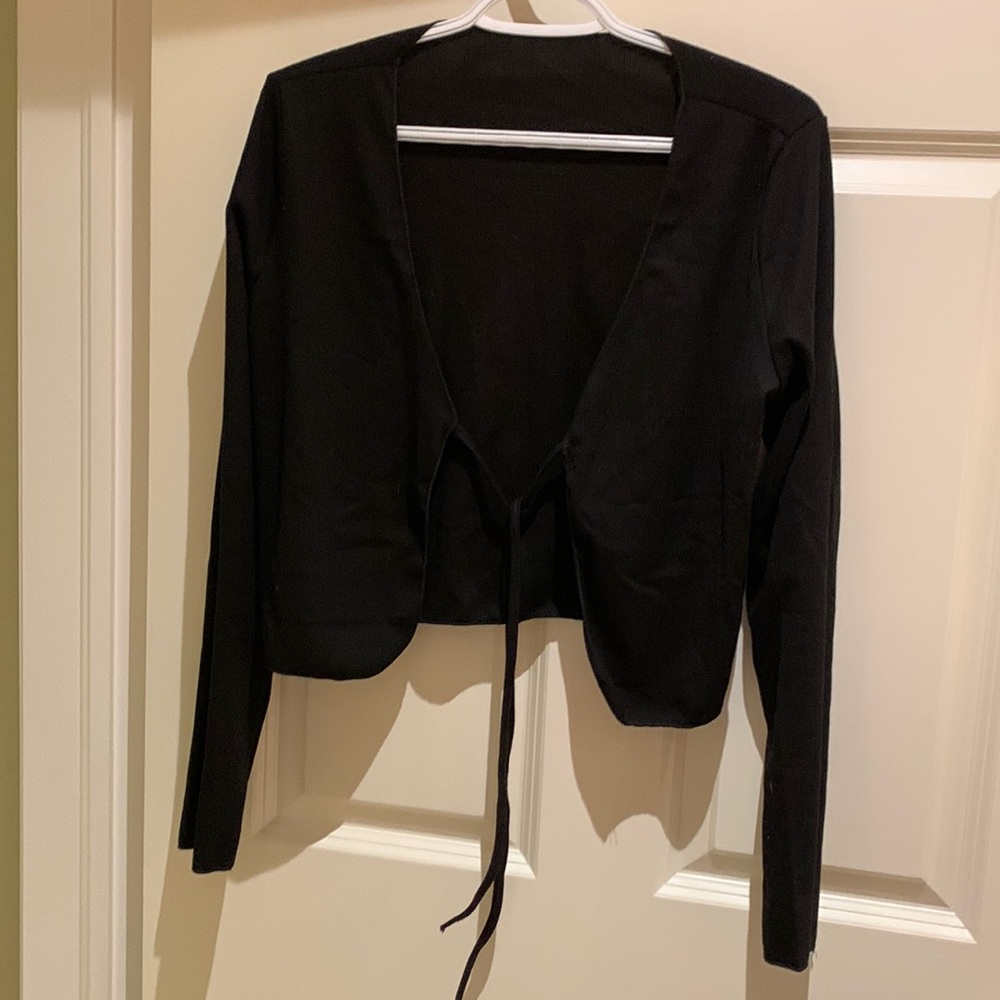 longsleeve tie up crop top